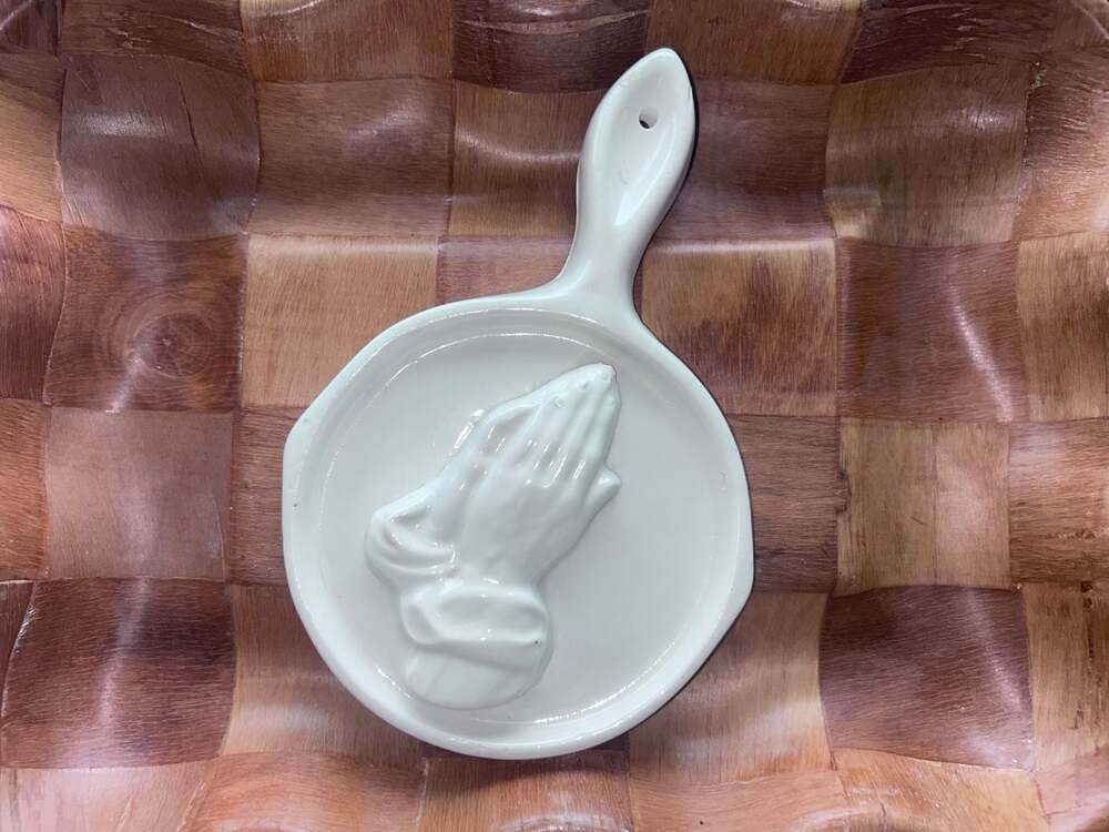 Vintage Ceramic Praying Hands Wall Plaque Hanging Decor